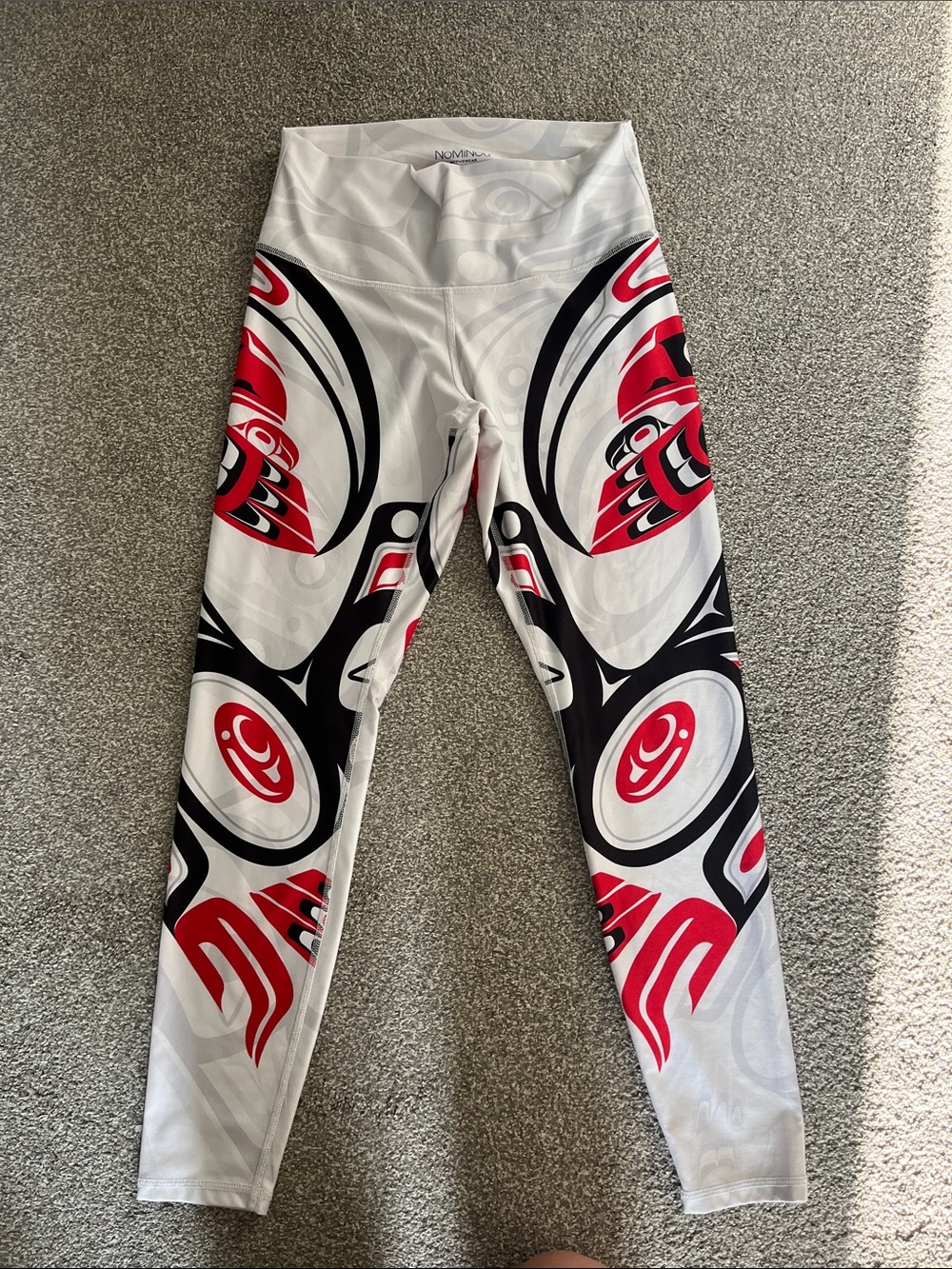 Graphic White, Black & Red High-Waist Leggings